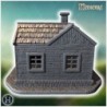 Wooden house with a chimney, intact walls, and a covered entrance on a cobblestone base (34)