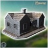 Wooden house with a chimney, intact walls, and a covered entrance on a cobblestone base (34)