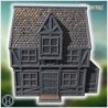 Half-timbered house with a side extension, small porch, and detailed wooden framework (46)