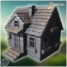 Compact house with steep roof, stone base, and decorative wooden details (58)