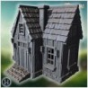 Small wooden house with steep gable roof and detailed window frames (64)