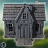 Small wooden house with steep gable roof and detailed window frames (64)