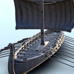 Viking long drakkar with paddles