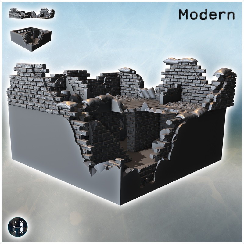 Bâtiment en pierre fortement endommagé avec structure en acier exposée et toit manquant (4)