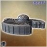 Futuristic dome structure with numerous panels and multiple entrances on an extended base (9)