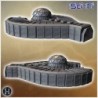 Futuristic dome structure with numerous panels and multiple entrances on an extended base (9)