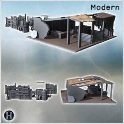 Shanty structures with makeshift walls, wooden fences, and debris in a post-apocalyptic style (7)