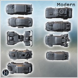 Set of post-apocalypse cars (incl. BMW 735i, buggy, ) (9)