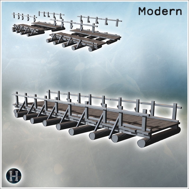 Wooden bridge with wood log as foundation supports, designed for crossing small water bodies (5)