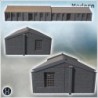 Long warehouse with corrugated roof and multiple windows along the side (3)