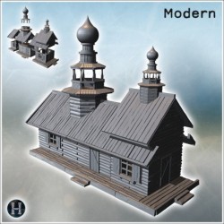 Wooden church with onion...