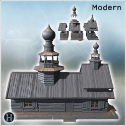 Wooden church with onion domes and detailed wooden architecture (5)