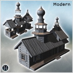 Wooden church with onion domes and detailed wooden architecture (5)