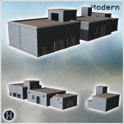 Series of modern, blocky buildings with flat roofs and small windows (11)