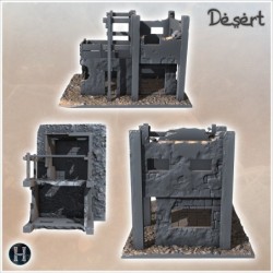 Ruined desert building with wooden frame and upstairs terrace (15)