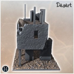 Ruined flat-roofed desert building with wooden pillars (21)