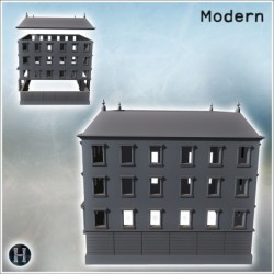 Large multi-story modern building with wide flat roof and entrance under canopy (32)