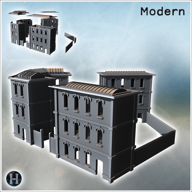 Large rounded multi-story modern building with multiple entrances under canopy (33)