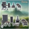 Medieval outdoor accessory set with steeple and lamp post (2)