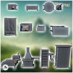 Medieval outdoor accessory set with steeple and lamp post (2)