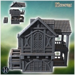 Medieval house with exposed fireplace, carved wooden entrance canopy and first-floor terrace (17)