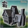 Tiled-roof medieval building with fireplace, access staircase and archway (19)