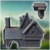 Tiled-roof medieval building with fireplace, access staircase and archway (19)