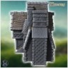 Tiled-roof medieval building with fireplace, access staircase and archway (19)