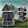 Large two-story medieval house with detailed stone foundation and wooden upper floors (25)