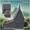 Medieval-style house with a steeply pitched roof, large chimneys, and a central tower (27)