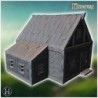 Small wooden house with a steep roof, small windows, and detailed wooden planks (33)