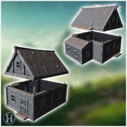 Small wooden house with a steep roof, small windows, and detailed wooden planks (33)