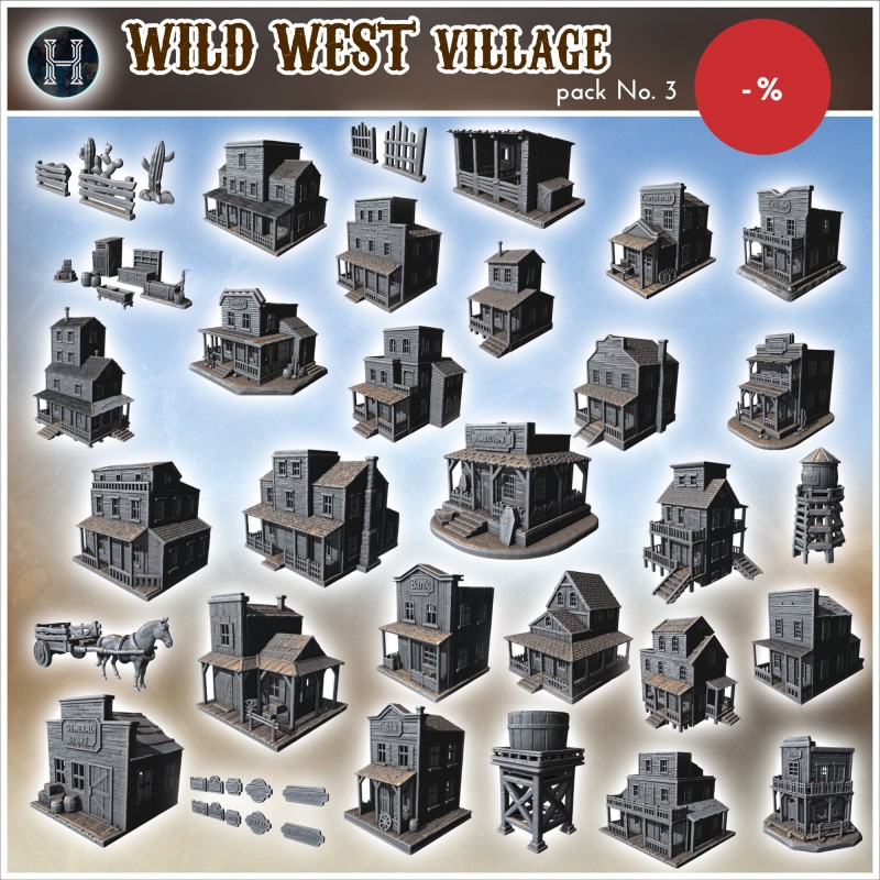 Wild West town pack No. - 3D STL File | Hartolia Miniatures