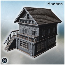 Wooden house - 3D STL File Modern (28mm (1:56)) | Hartolia Miniatures