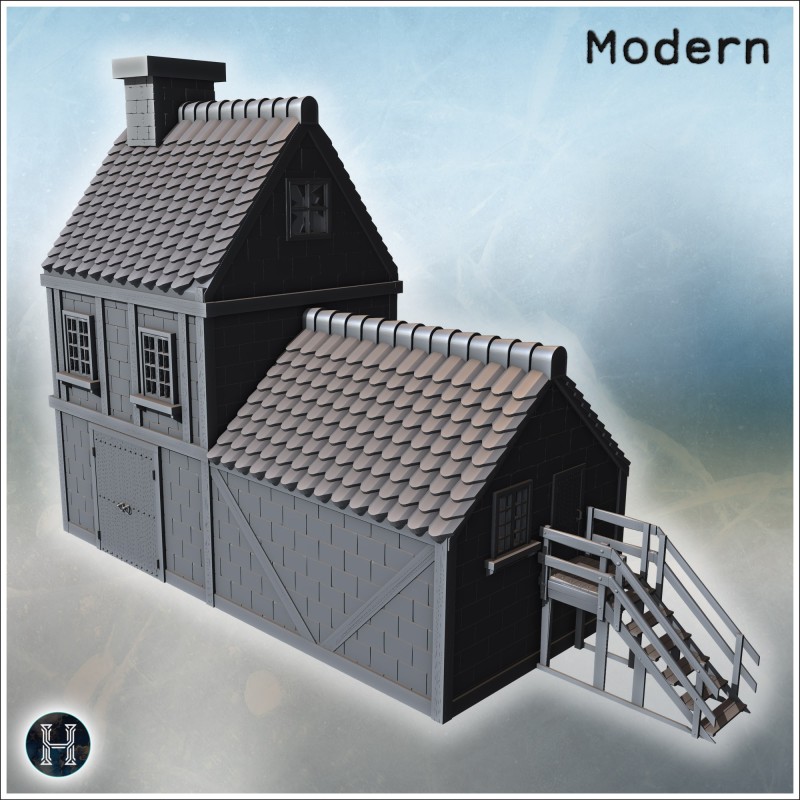 Maison - Fichier STL 3D Moderne (28mm (1:56)) | Hartolia Miniatures
