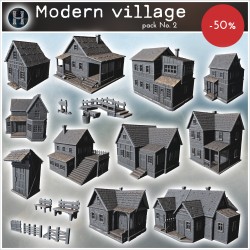 Pack de village moderne No. - Fichier STL 3D | Hartolia Miniatures