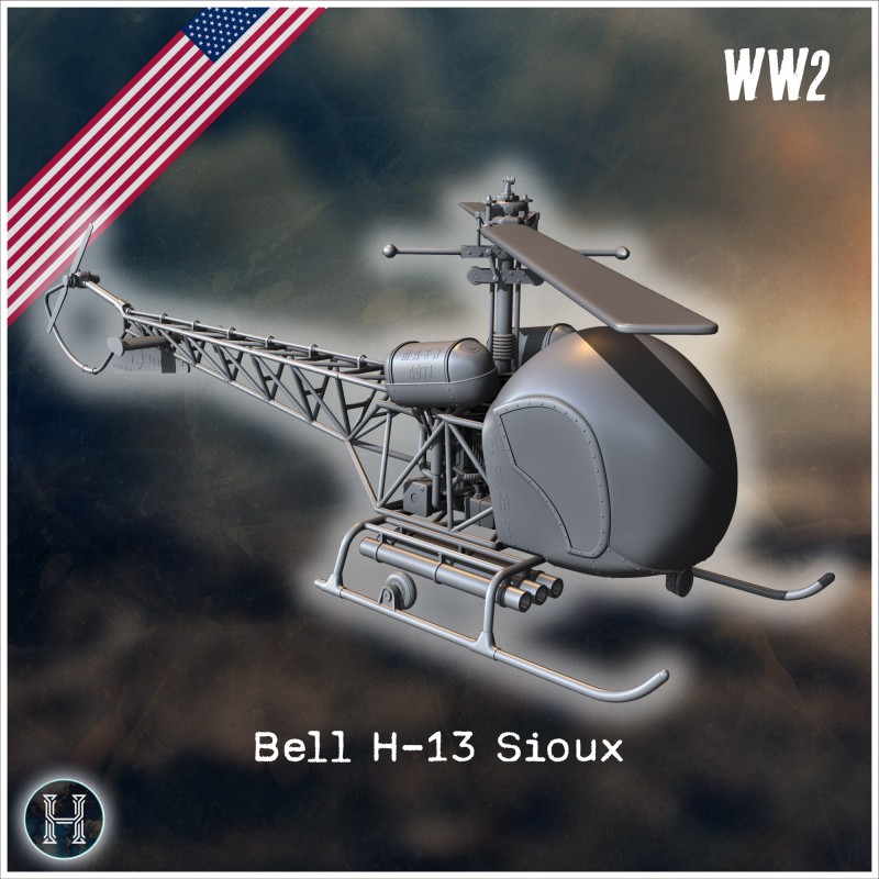 Hélicoptère léger monomoteur Bell H - STL 3D | Hartolia Miniatures