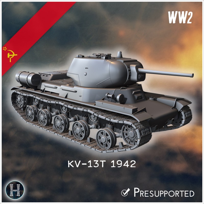 KV-13T 1942 char moyen prototype - STL 3D | Hartolia Miniatures