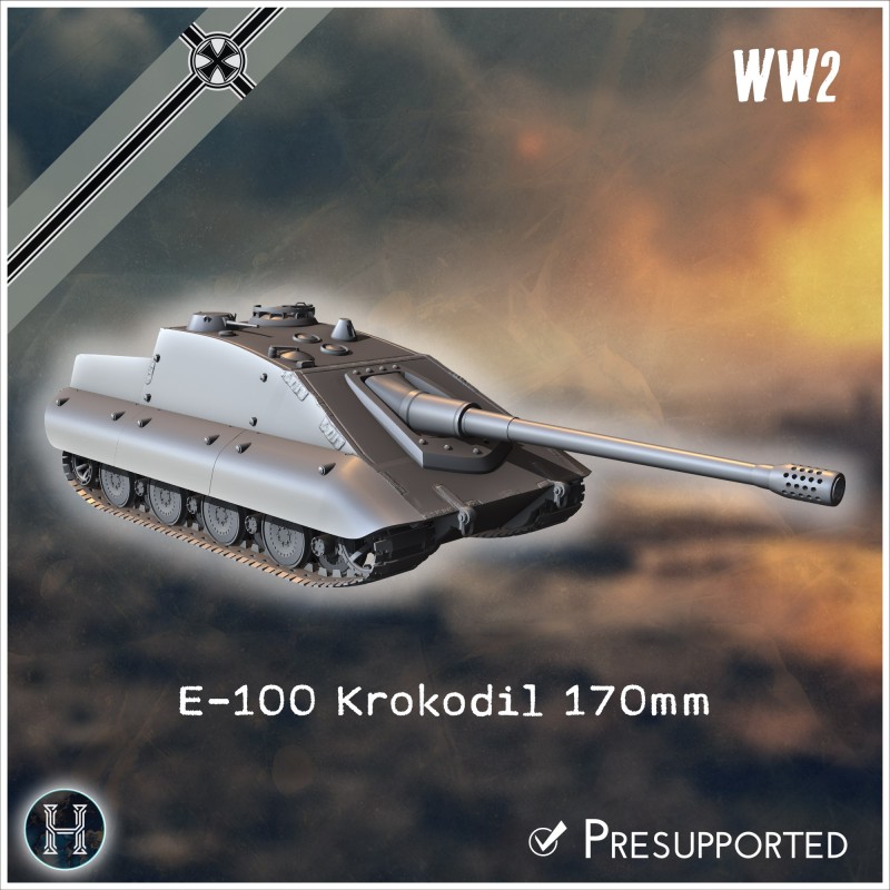 E-100 Krokodil 170mm Entwicklung - STL 3D | Hartolia Miniatures