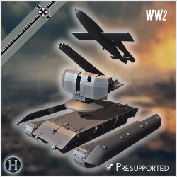 E-100 mit Raketenwerfer (V1 Rakete)... - STL 3D | Hartolia Miniatures
