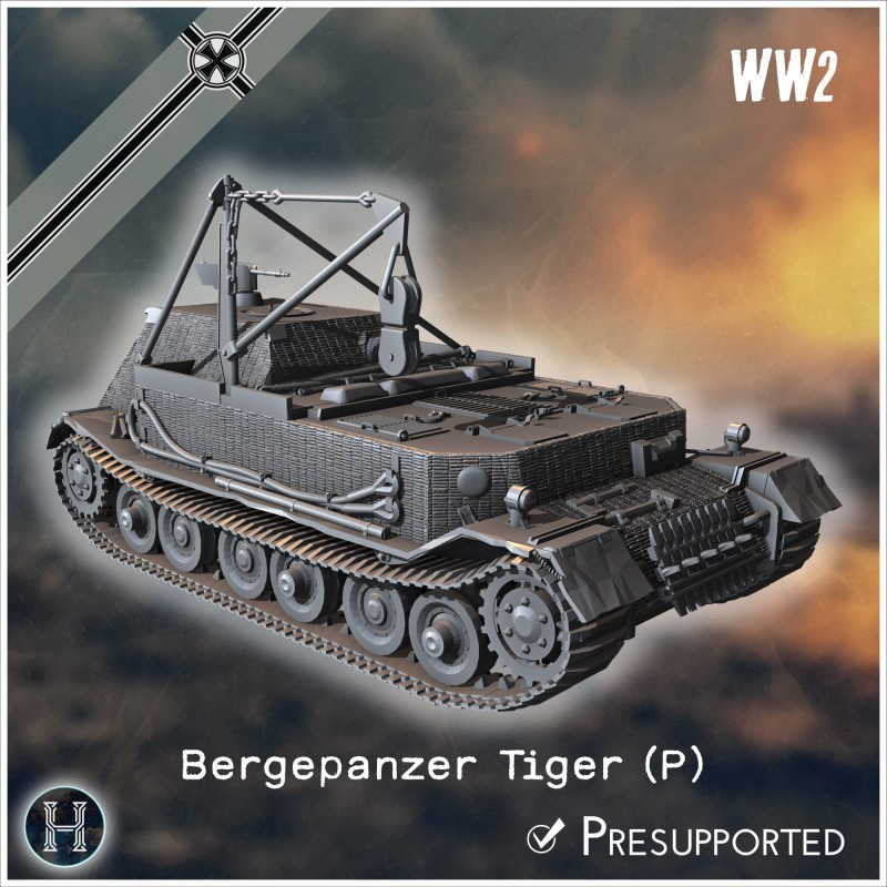 Bergepanzer Tiger (P) - Fichier STL 3D | Hartolia Miniatures