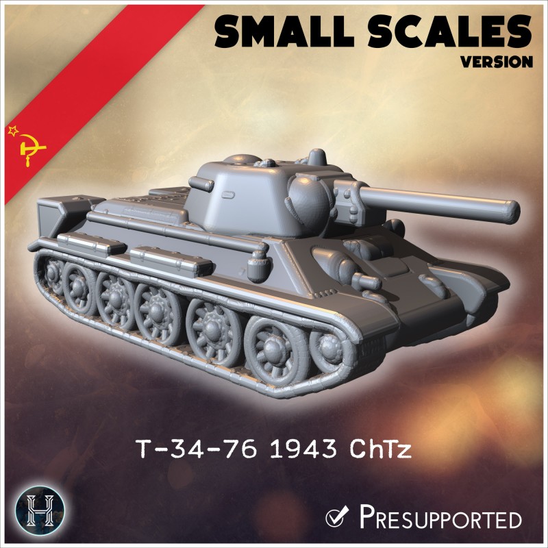 T-34-76 1943 ChTz (small scales... - 3D STL | Hartolia Miniatures