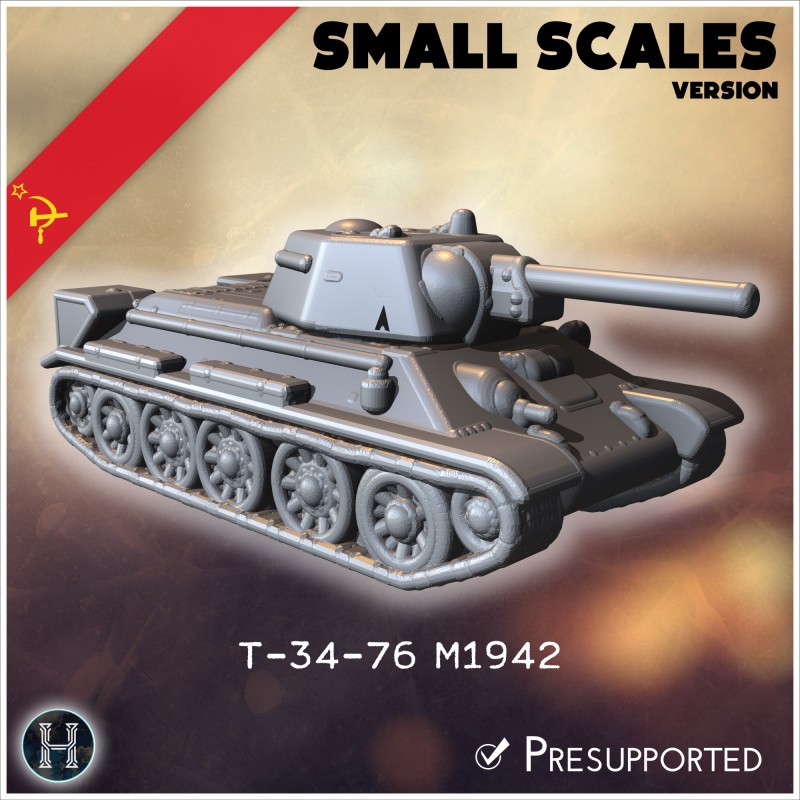 T-34-76 M1942 (small scales version) - 3D STL | Hartolia Miniatures