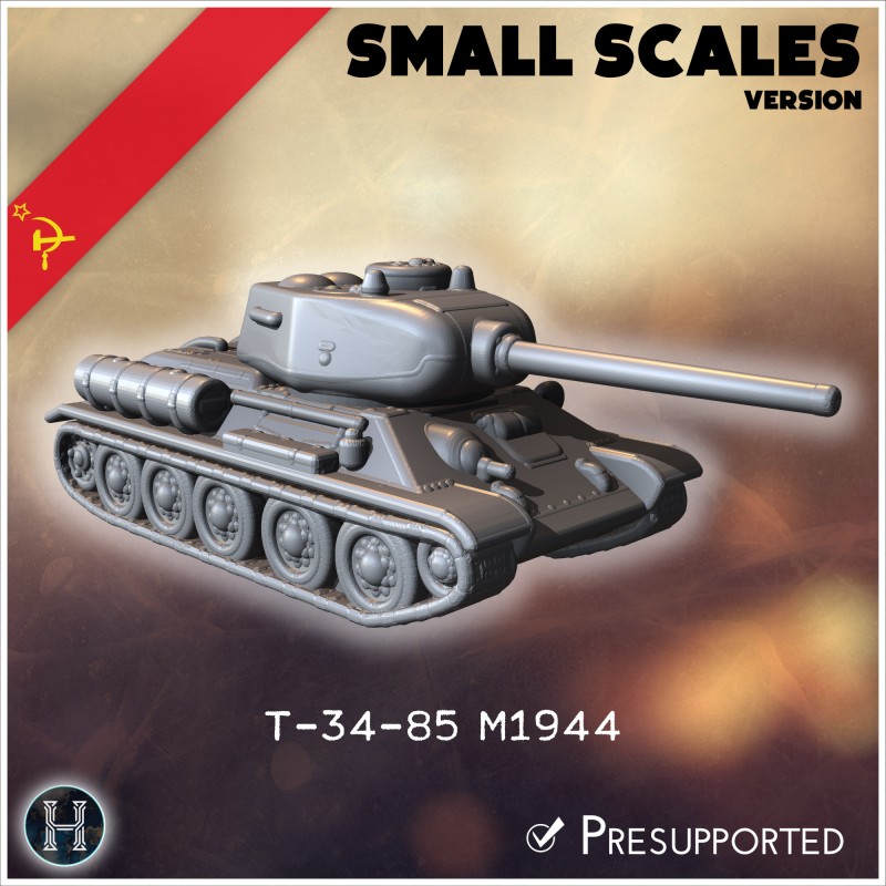 T-34-85 M1944 (small scales version) - 3D STL | Hartolia Miniatures