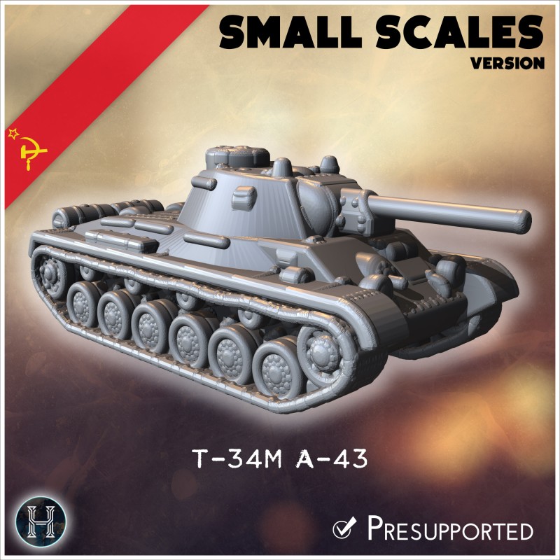 T-34M A-43 (small scales version) - 3D STL File | Hartolia Miniatures