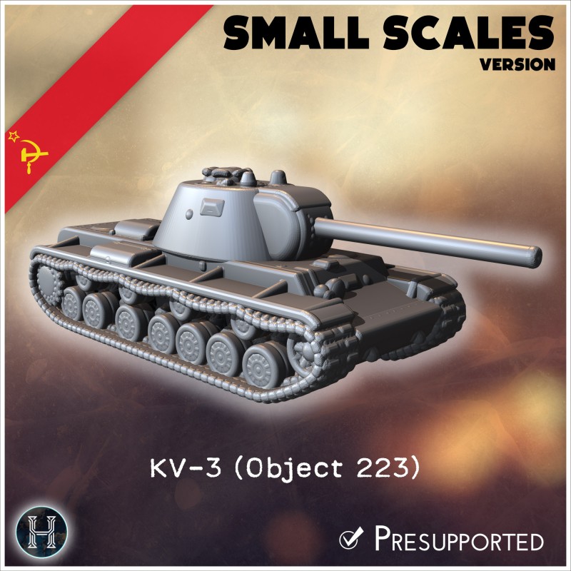 KV-3 (Object 223) (small scales... - 3D STL | Hartolia Miniatures