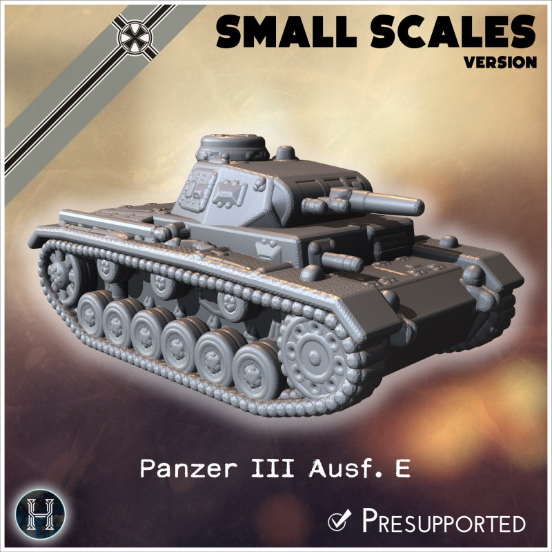 Panzer III Ausf. E (small scales... - 3D STL | Hartolia Miniatures