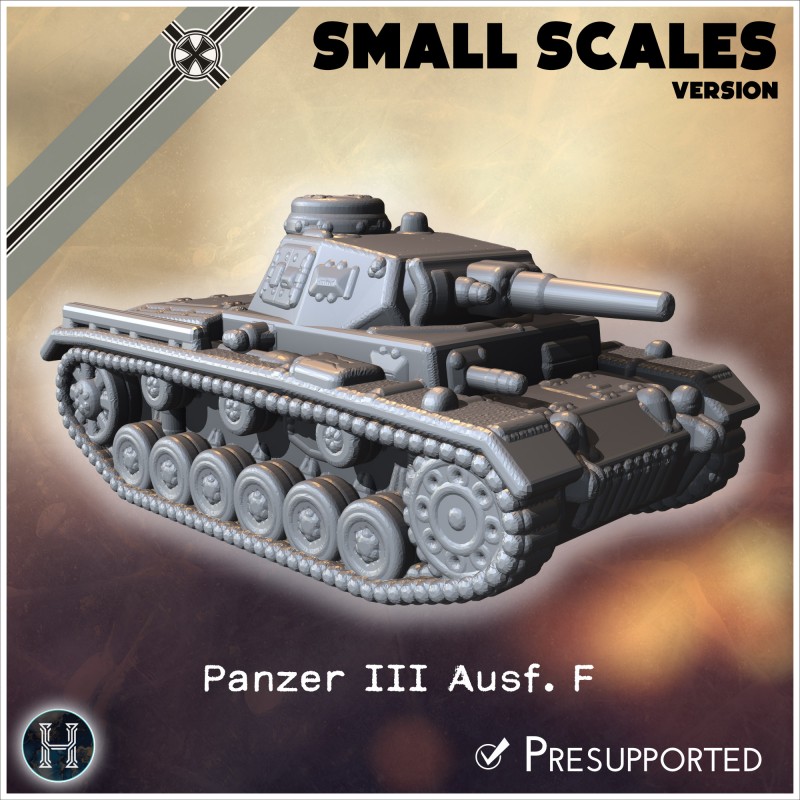 Panzer III Ausf. F (small scales... - 3D STL | Hartolia Miniatures