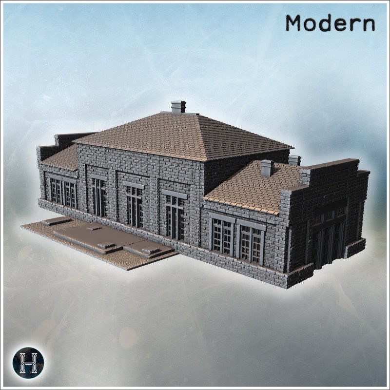 Long rectangular brick building... - 3D STL | Hartolia Miniatures