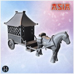 Asian horse-drawn wooden carriage... - 3D STL | Hartolia Miniatures